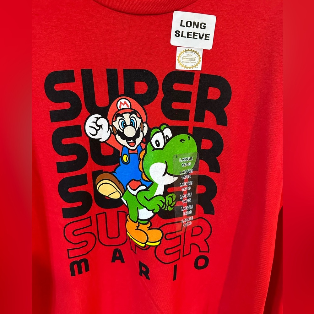 Super Mario Boys Red Long Sleeve Tshirt NWT Various Sizes